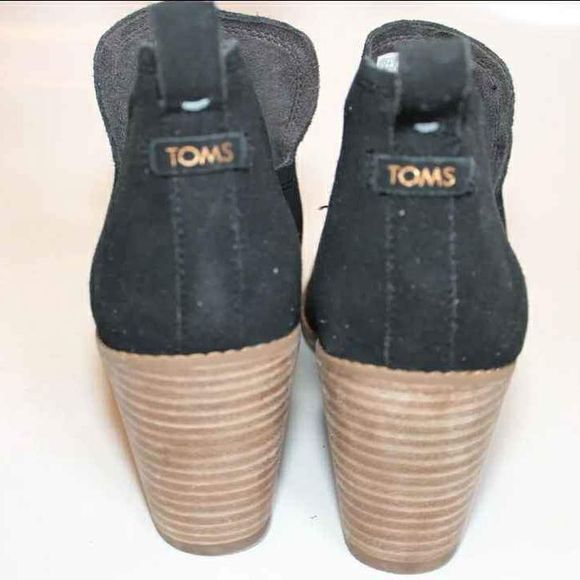 NEW TOMS Kallie Wedge Womens Black Suede Cutout Ankle Boot Size 9 - Picture 5 of 9